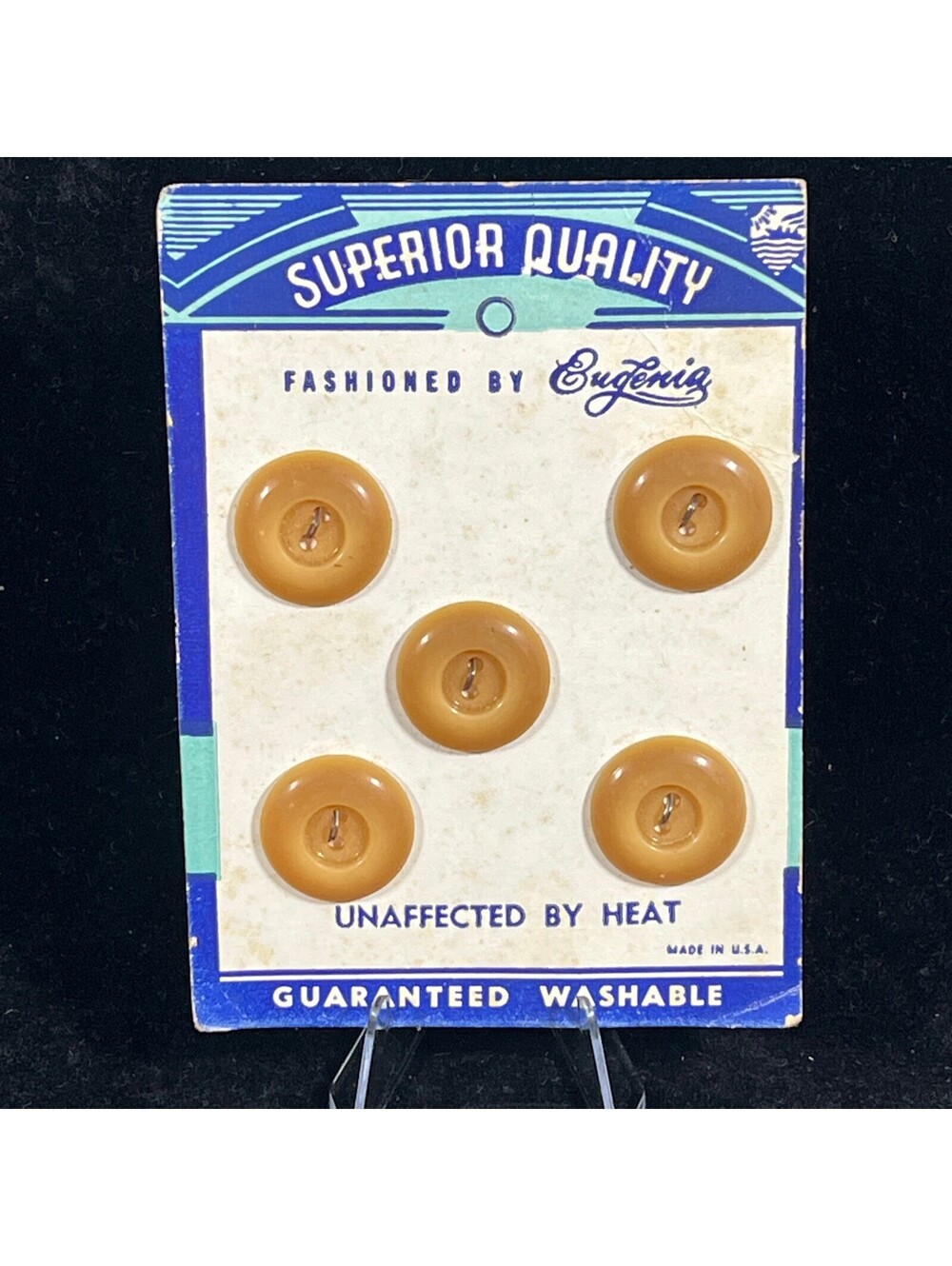 Vintage Eugenia Brown Buttons Set of 5 - Superior Quality, Heat Unaffected